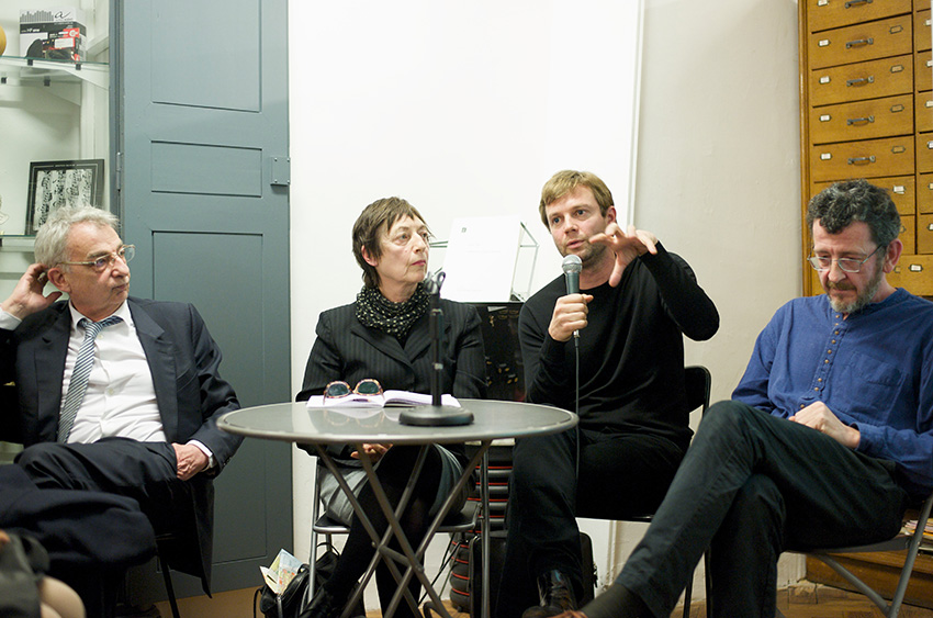 « L’invention du paysage bordelais » avec de gauche à droite : Bruno Fortier, Anne-Marie Fèvre, Bas Smet et Sébastien Marot