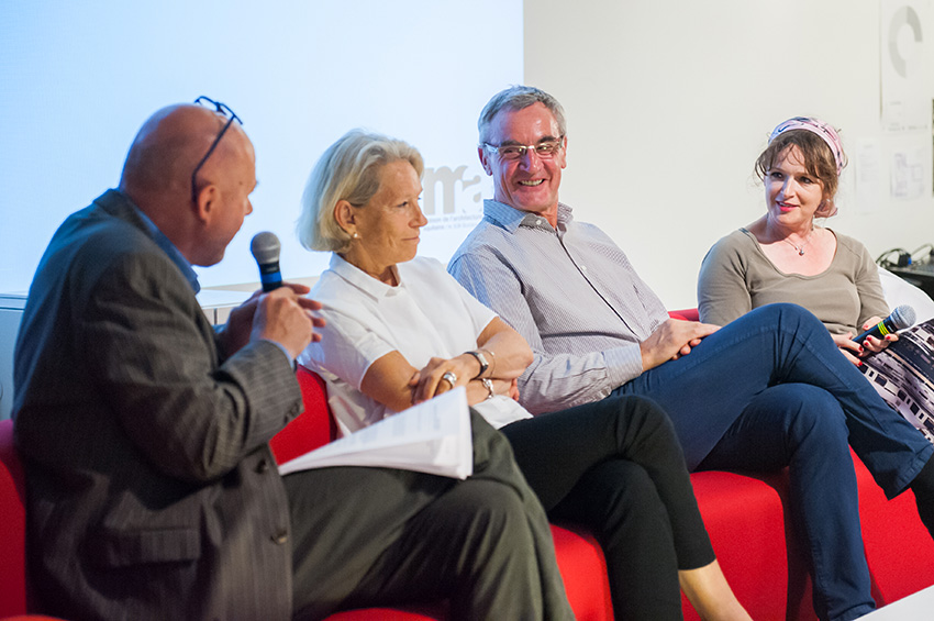 « Culture et mobilité » avec de gauche à droite : Benoit Lasserre, Michèle Laruë-Charlus, Alfred Peter et Claire Andries.